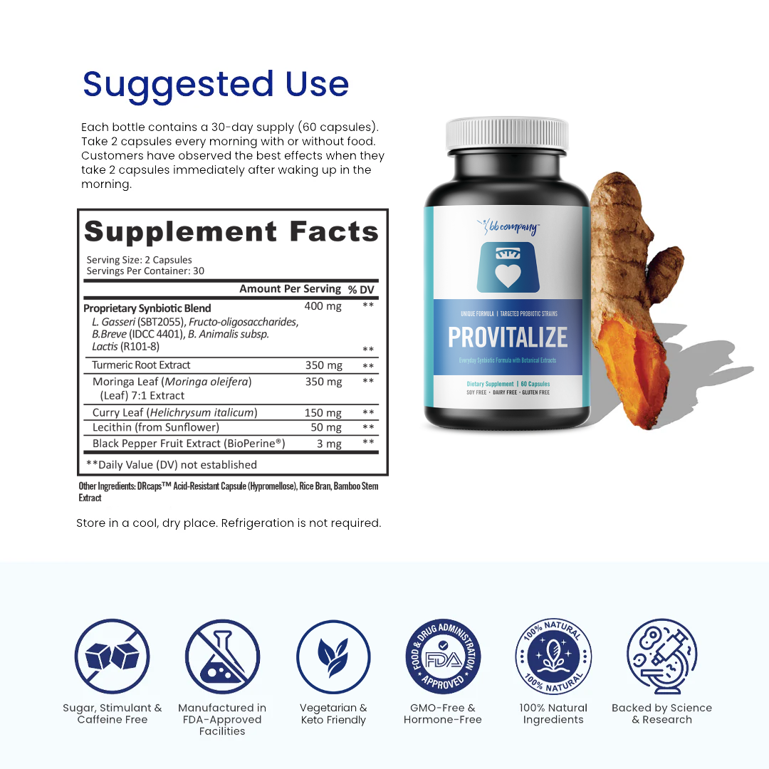 Provitalize Probiotics for Women,Menopause Joint Support, SexyMidsection Curves